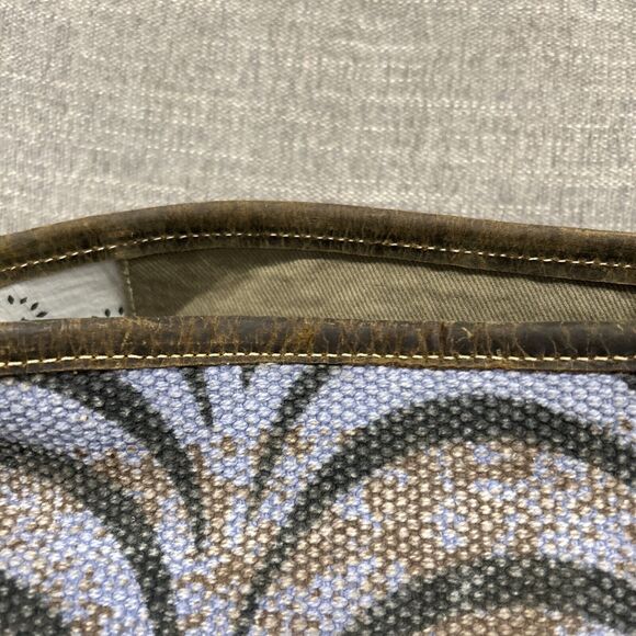 Myra Bag Messenger Cotton Leather Green Brown Blue Pockets Hand Bag Purse - Picture 2 of 9